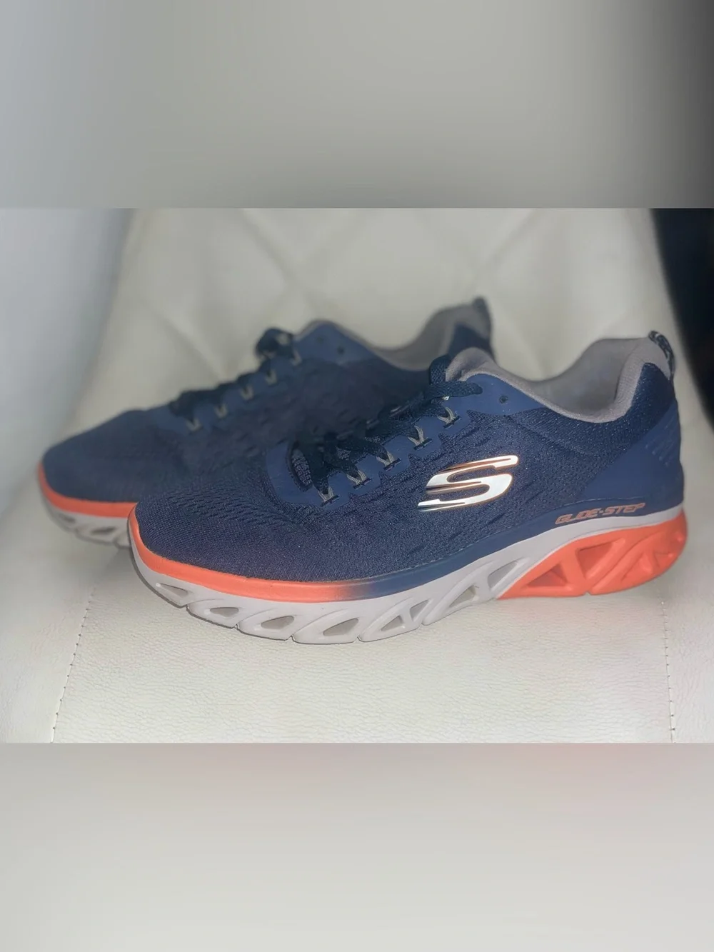 Skechers Women's Navy Athletic Sneakers with Coral Accent